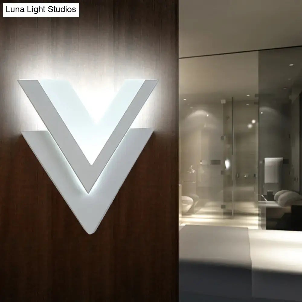 Modern white v shaped led wall mount light stairway fixture