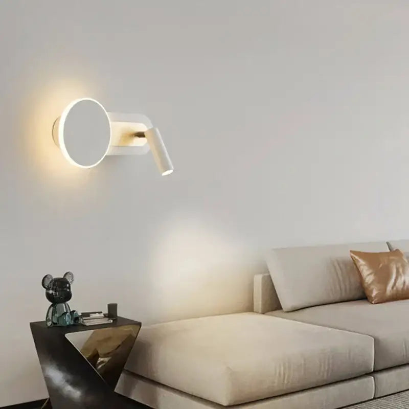 Modern white wall light with adjustable spotlight for living room