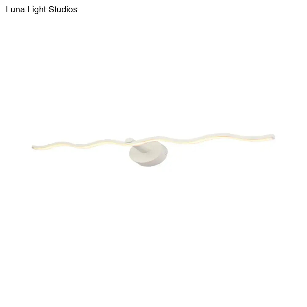 Modern white wave design led vanity light bathroom fixture