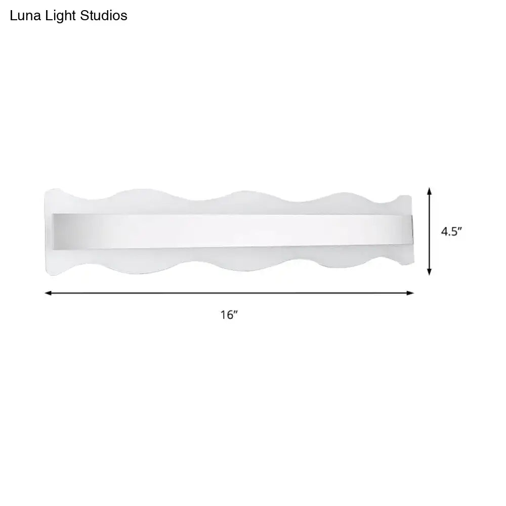 Modern white wave led light fixture – bathroom warm white sconce