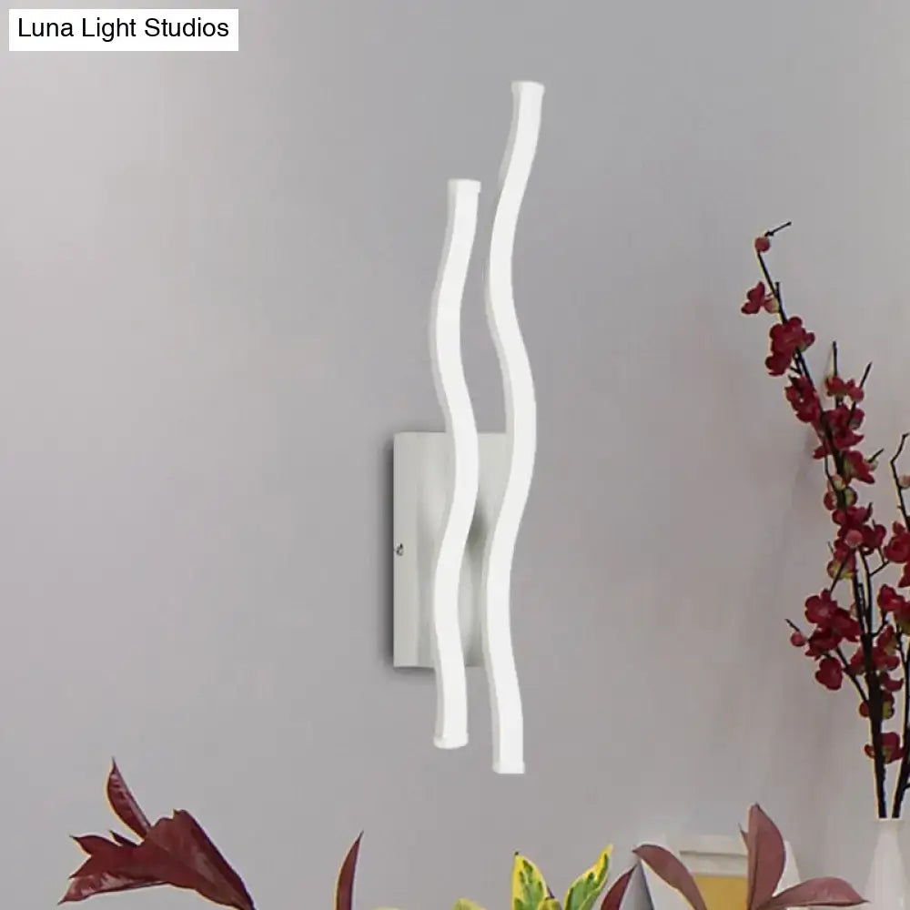 Modern white waving acrylic wall lamp fixture – living room led