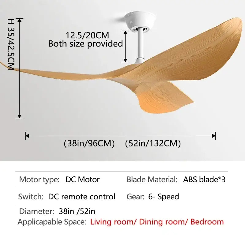 Modern white wood ceiling fan living room sleek wing blades
