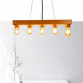 Modern wood 5 light rectangular chandelier – dining room ceiling light