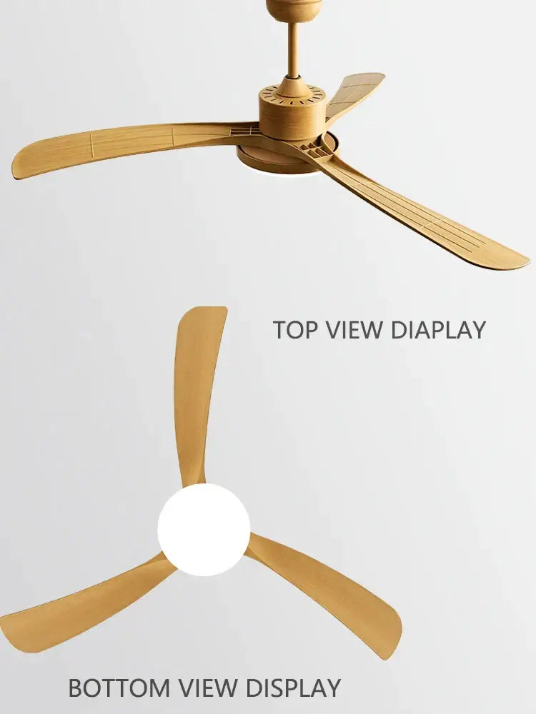 Modern wood 56 inch 3-leaf fan light with remote control dining room