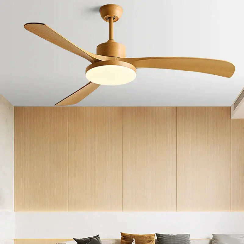 Modern wood 56 inch 3-leaf fan light with remote control dining room