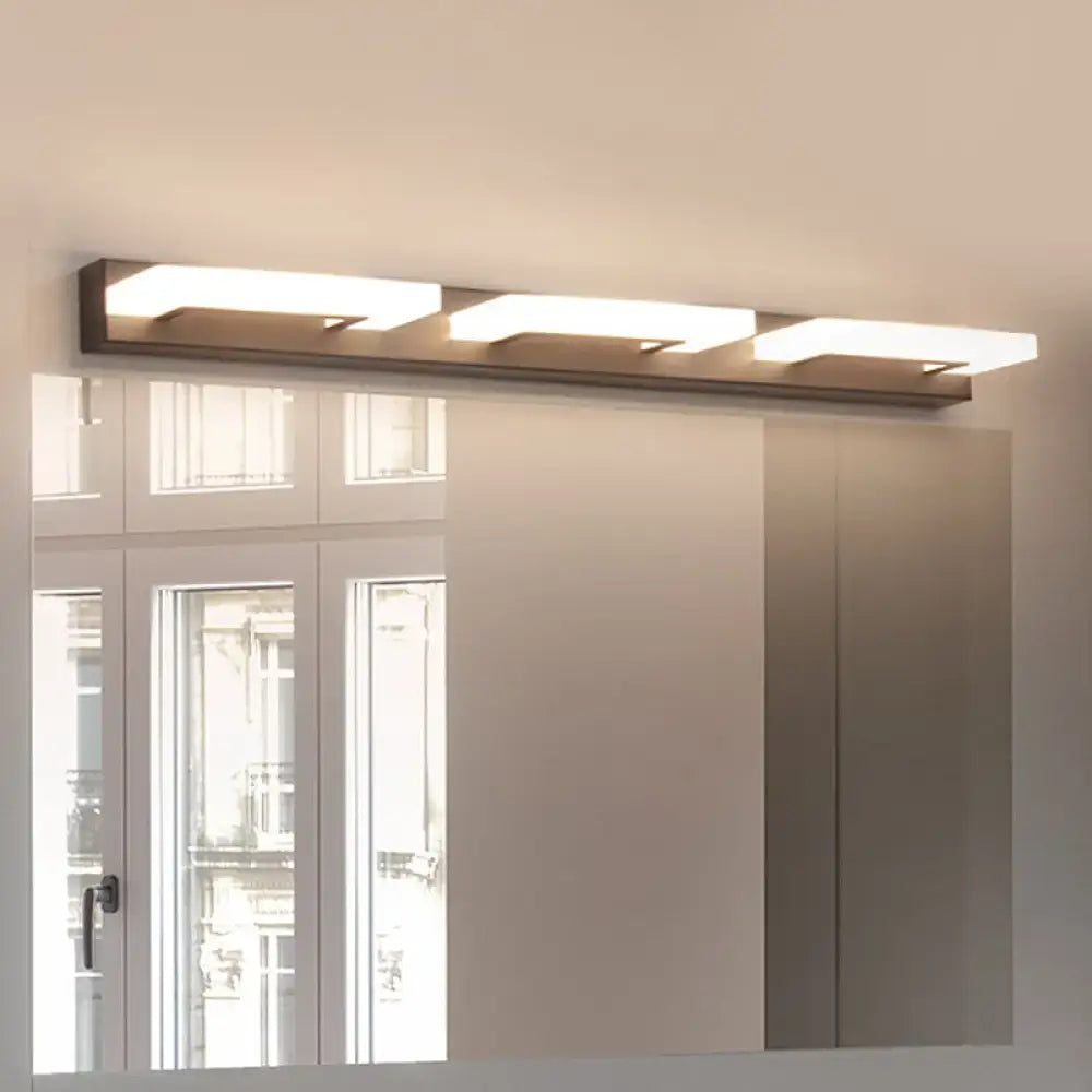 Modern wood acrylic rectangle vanity sconce bathroom wall lighting
