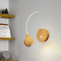 Modern wood adjustable arm wall light bedroom reading lamp white & beige