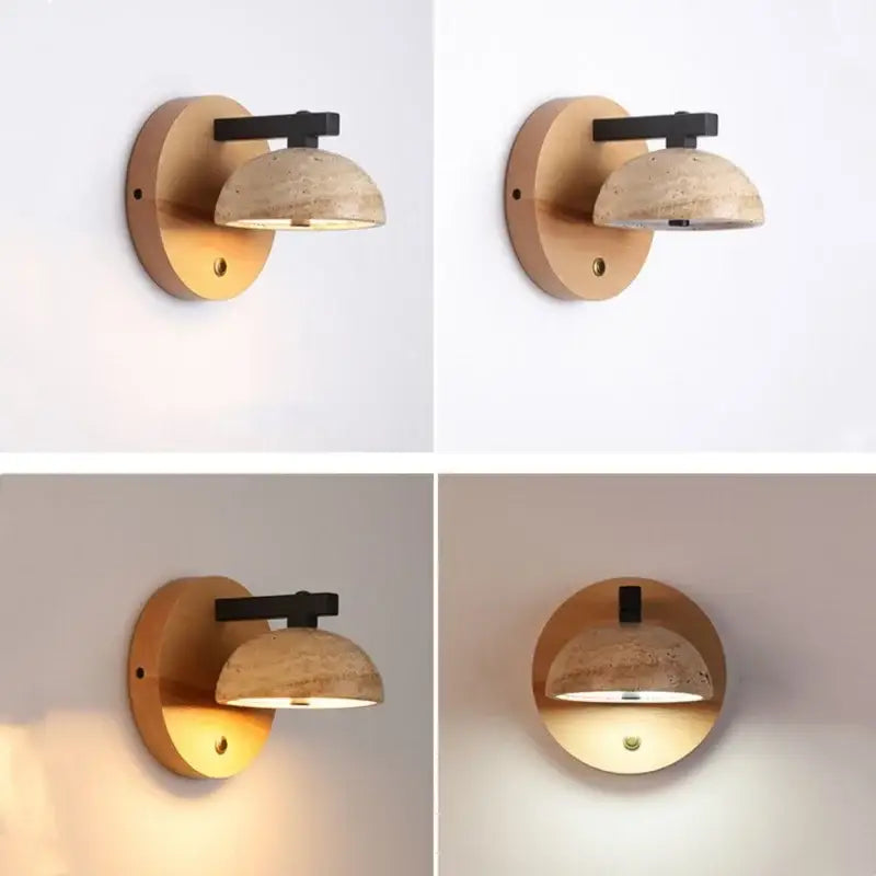 Modern wood and black iron wall light fixture bedroom sconce