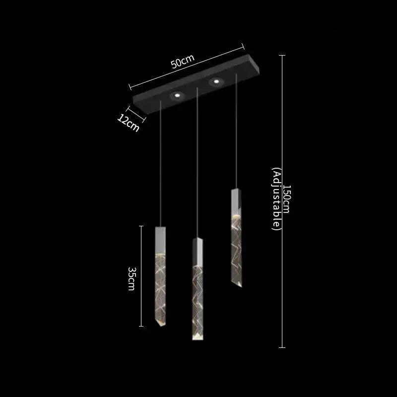 Modern wood and crystal column led chandelier staircase light