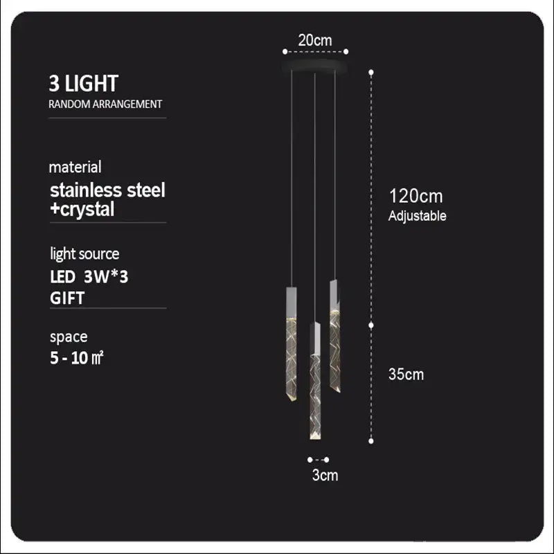 Modern wood and crystal column led chandelier staircase light