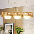 Modern wood and frosted glass island pendant light kitchen fixture