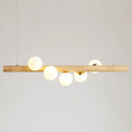 Modern wood and frosted glass suspension light for dining room