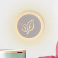 Modern wood and gray leaf wall lamp bedroom circular sconce