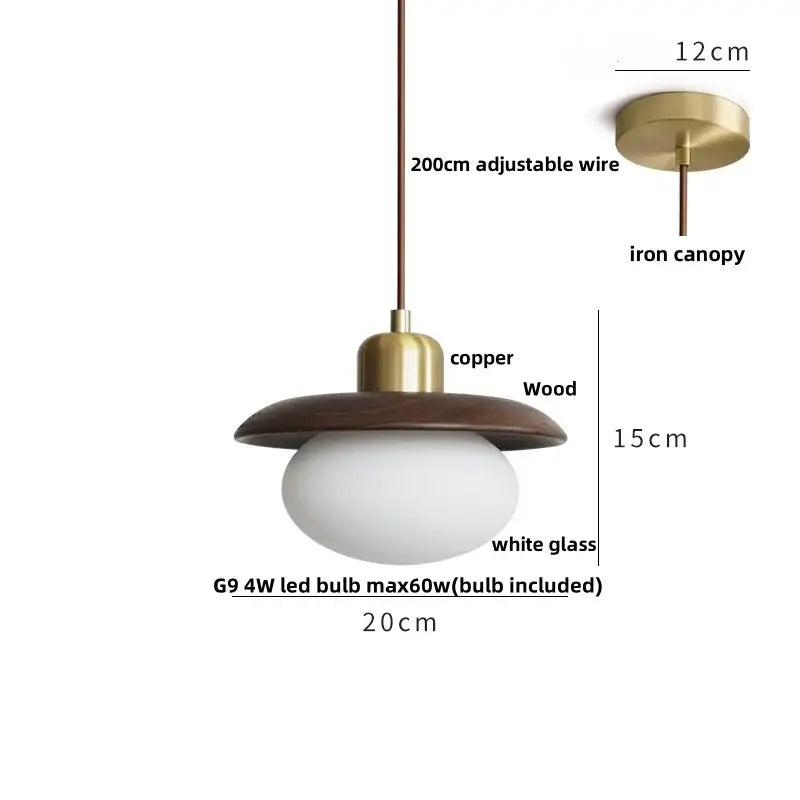 Modern wood and green led glass pendant lamp dining room