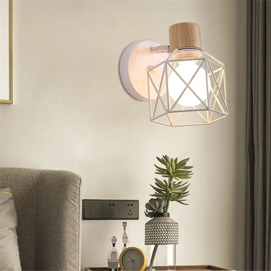 Modern wood and metal wall sconce – bedroom aisle led wood wall light