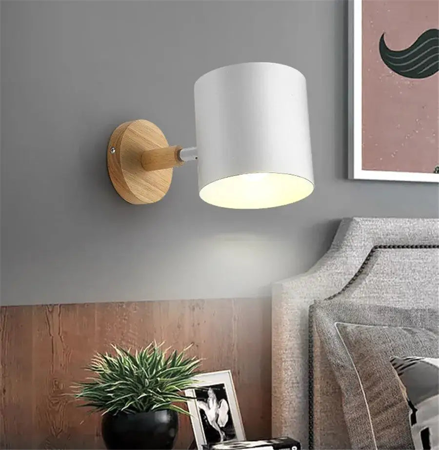 Modern wood and metal wall sconce – bedroom aisle led wood wall light