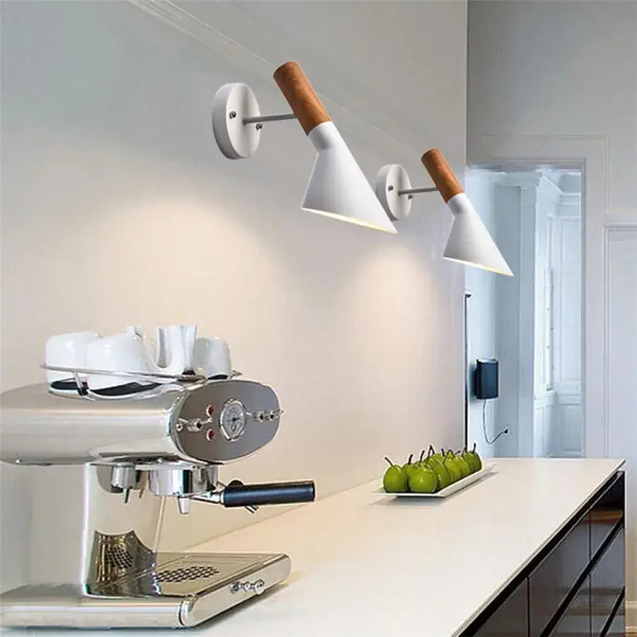 Modern wood and metal wall sconce – bedroom aisle led wood wall light
