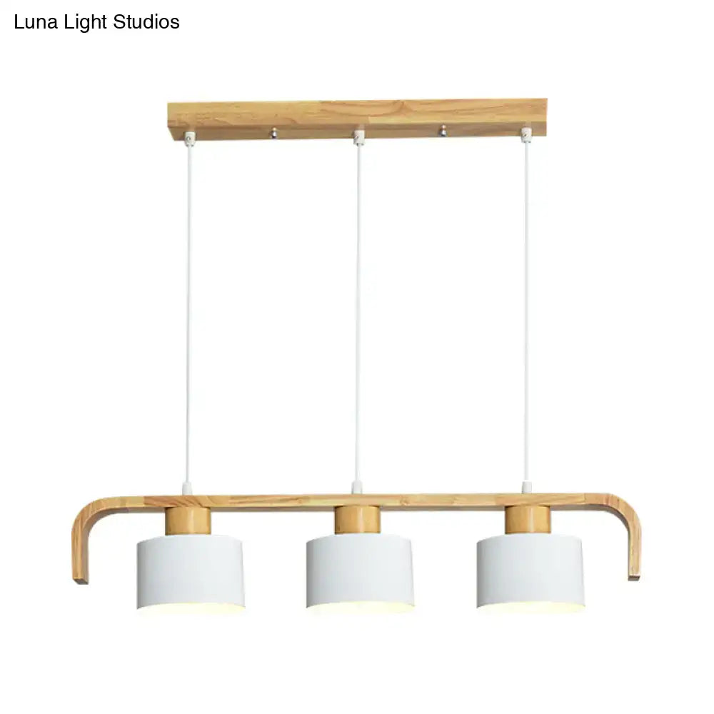 Modern wood and mint green 3 light chandelier for dining room kitchen