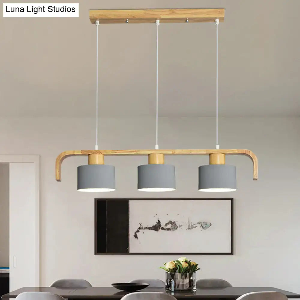Modern wood and mint green 3 light chandelier for dining room kitchen
