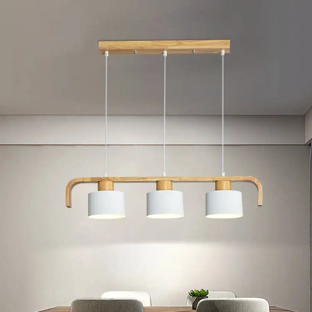 Modern wood and mint green 3 light chandelier for dining room kitchen