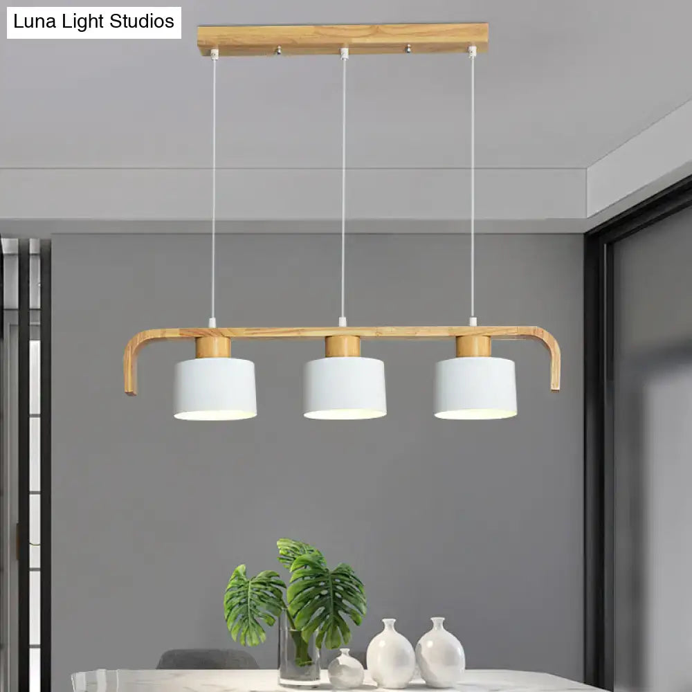 Modern wood and mint green 3 light chandelier for dining room kitchen