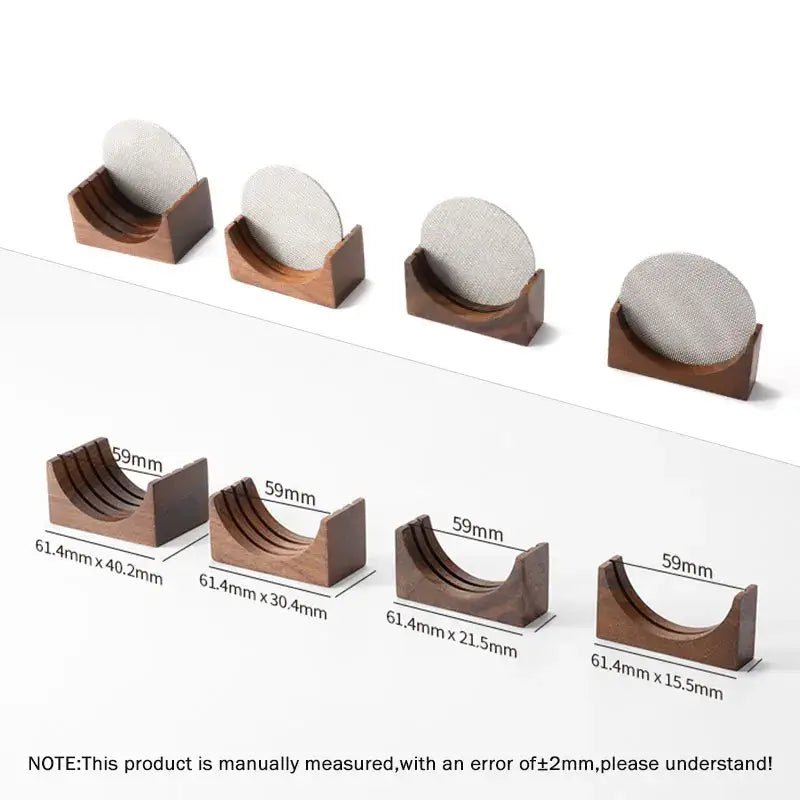 Modern wood and silver coffee filter stand kitchen storage rack
