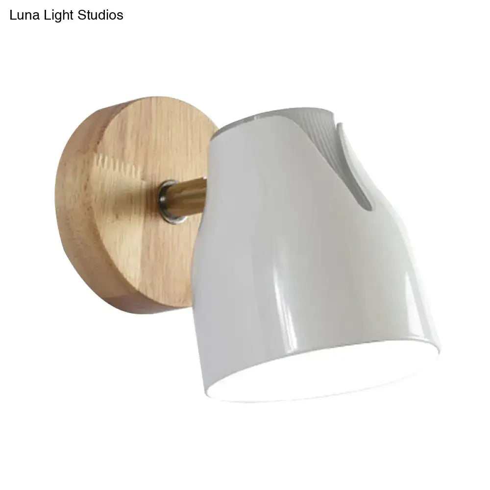 Modern wood and white ceramic wall light kitchen metallic bud shade