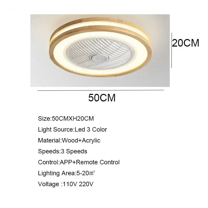 Modern wood and white led ceiling fan with remote for bedroom