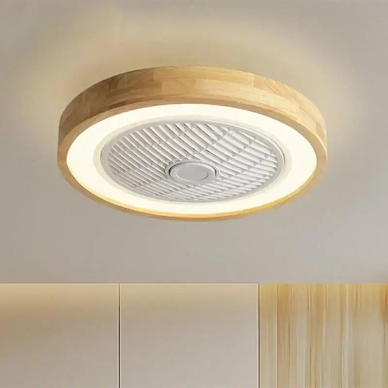 Modern wood and white led ceiling fan with remote for bedroom