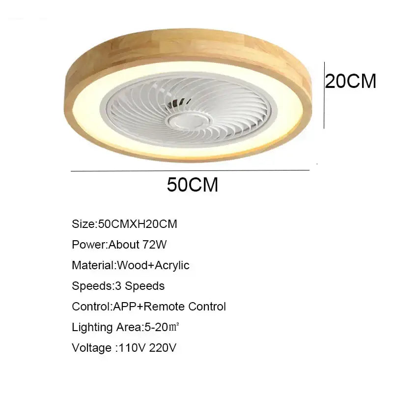 Modern wood and white led ceiling fan with remote for bedroom