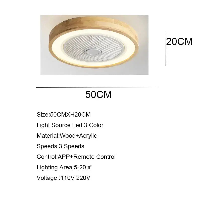 Modern wood and white led ceiling fan with remote for bedroom