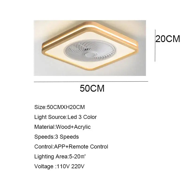 Modern wood and white led ceiling fan with remote for bedroom