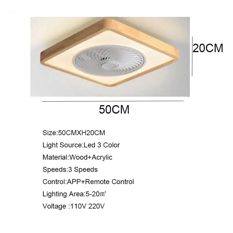 Modern wood and white led ceiling fan with remote for bedroom