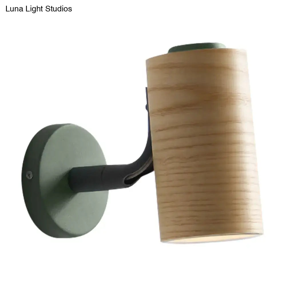 Modern wood and yellow green wall sconce pair for bathroom