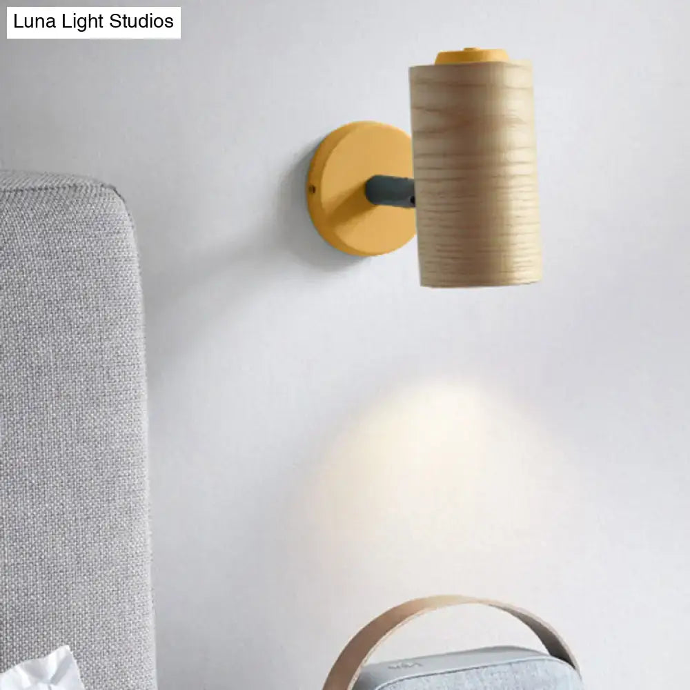 Modern wood and yellow green wall sconce pair for bathroom