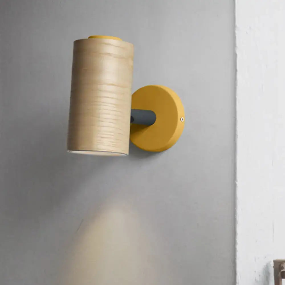Modern wood and yellow green wall sconce pair for bathroom