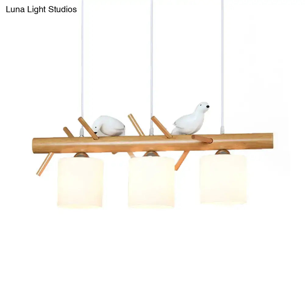 Modern wood bird branch pendant light for dining room led compatible