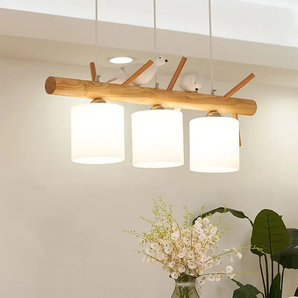 Modern wood bird branch pendant light for dining room led compatible