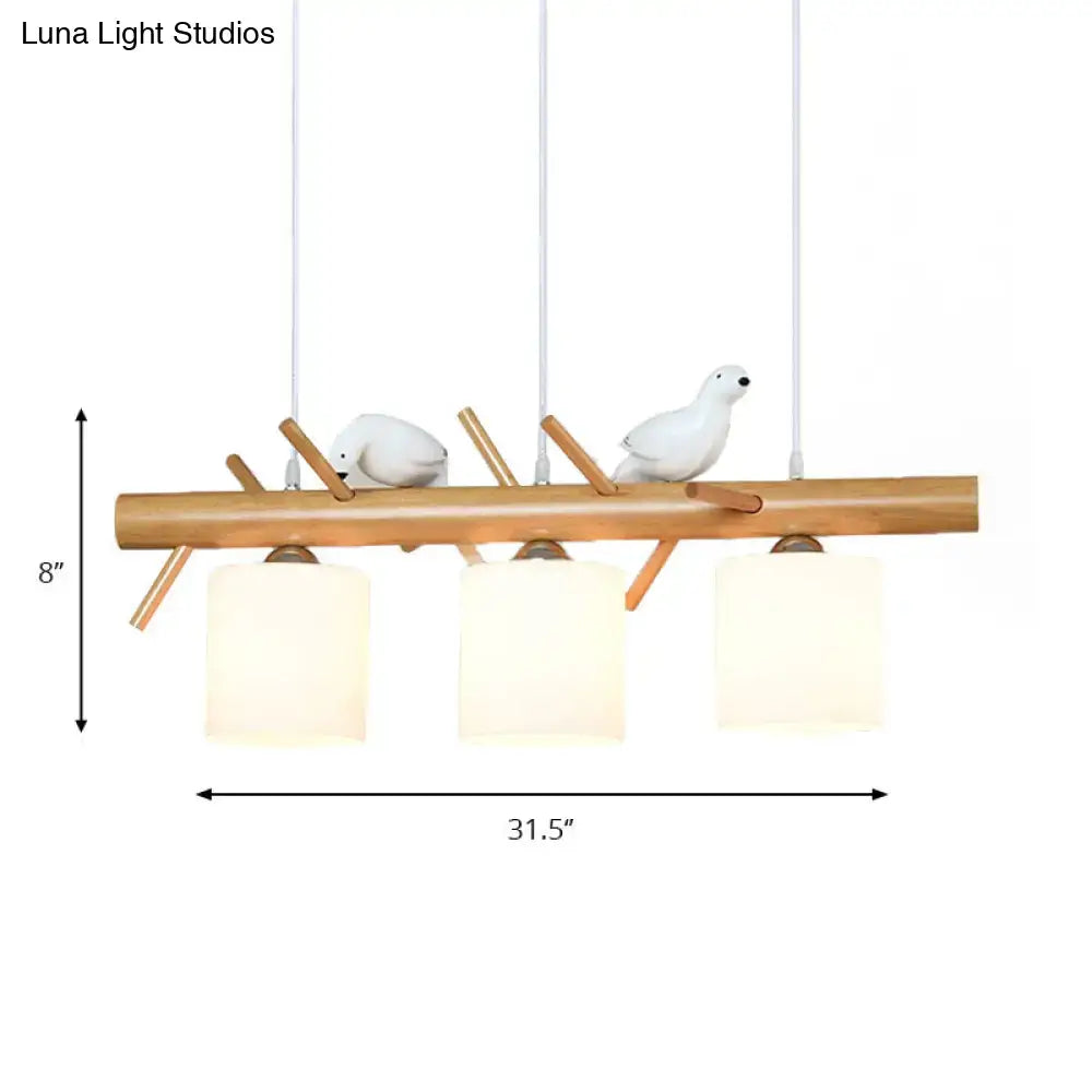 Modern wood bird branch pendant light for dining room led compatible