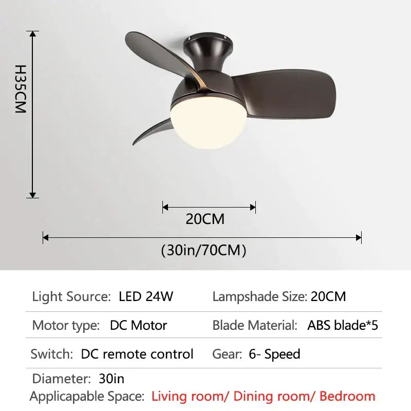 Modern wood blade ceiling fan light bedroom white led chandelier