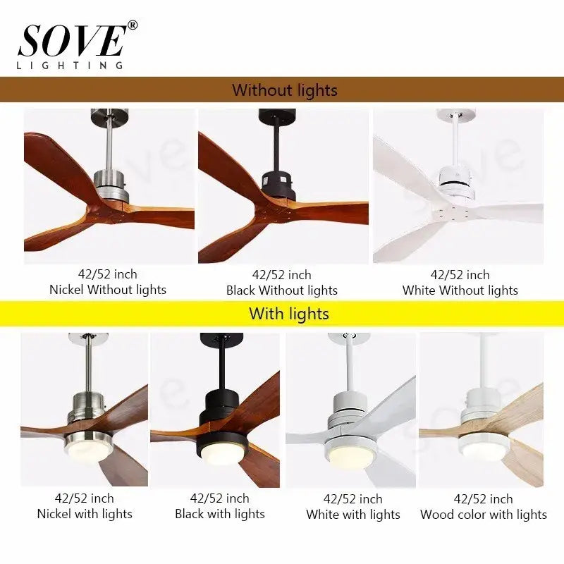 Modern wood ceiling fan with light for living room