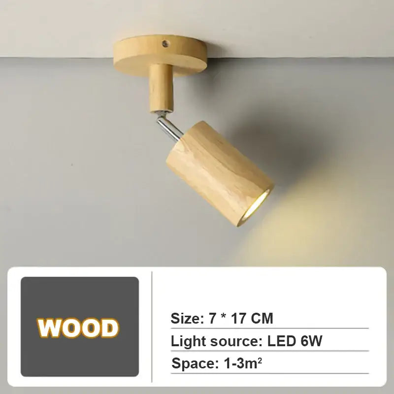 Modern wood ceiling light two head beige spotlight for living room