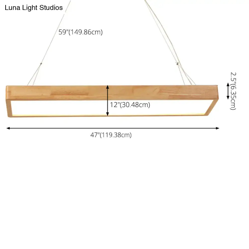Modern wood rectangle ceiling light fixture dining room warm third gear