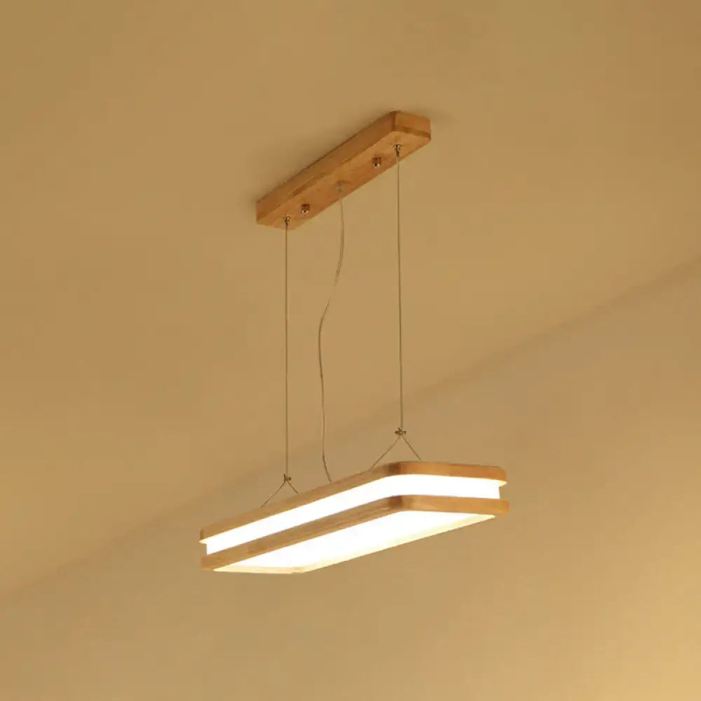 Modern wood rectangular hanging island lamp for dining room