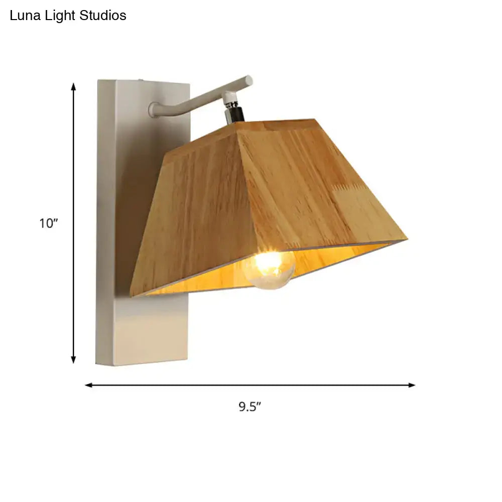 Modern wood trapezoid wall sconce bedroom direct wired light