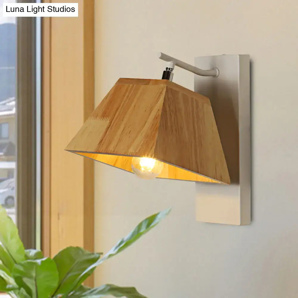 Modern wood trapezoid wall sconce bedroom direct wired light