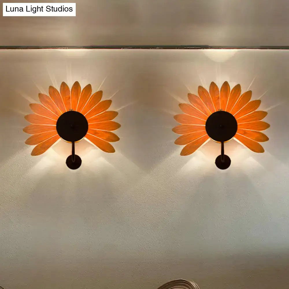 Modern wood veneer fan wall sconce black e26 e27 dining room light