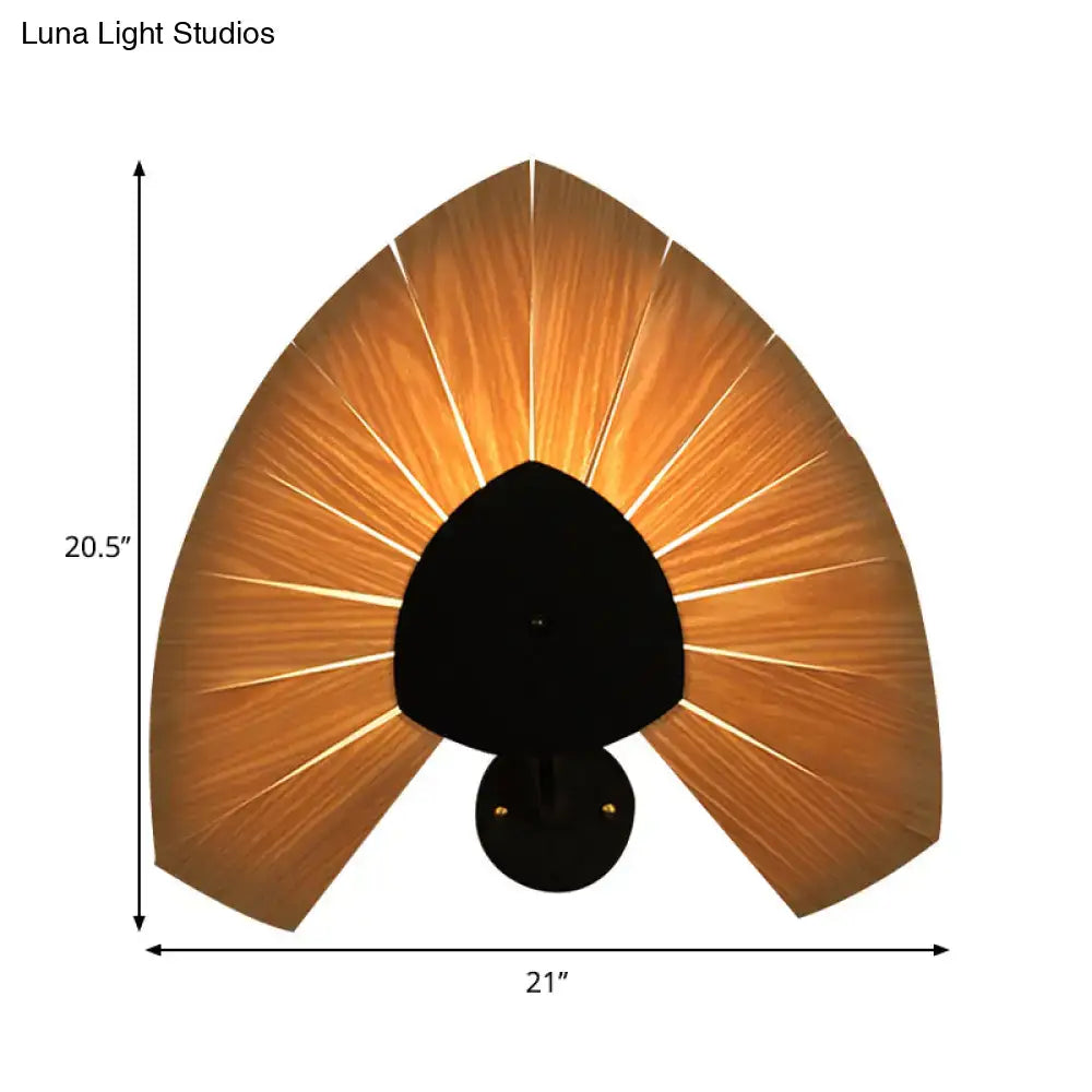 Modern wood veneer fan wall sconce black e26 e27 dining room light