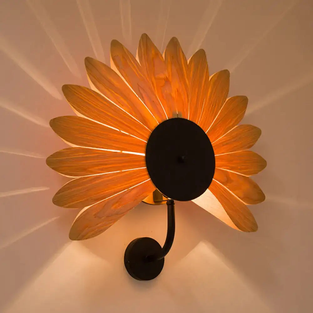 Modern wood veneer fan wall sconce black e26 e27 dining room light