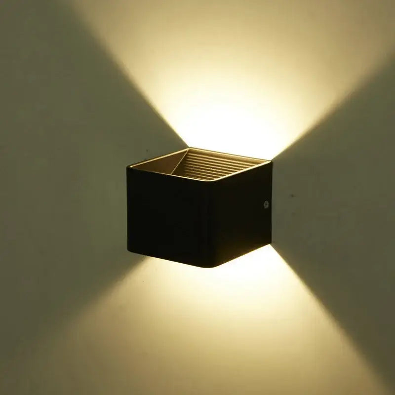 Modern wooden cube led wall light bedroom sconce
